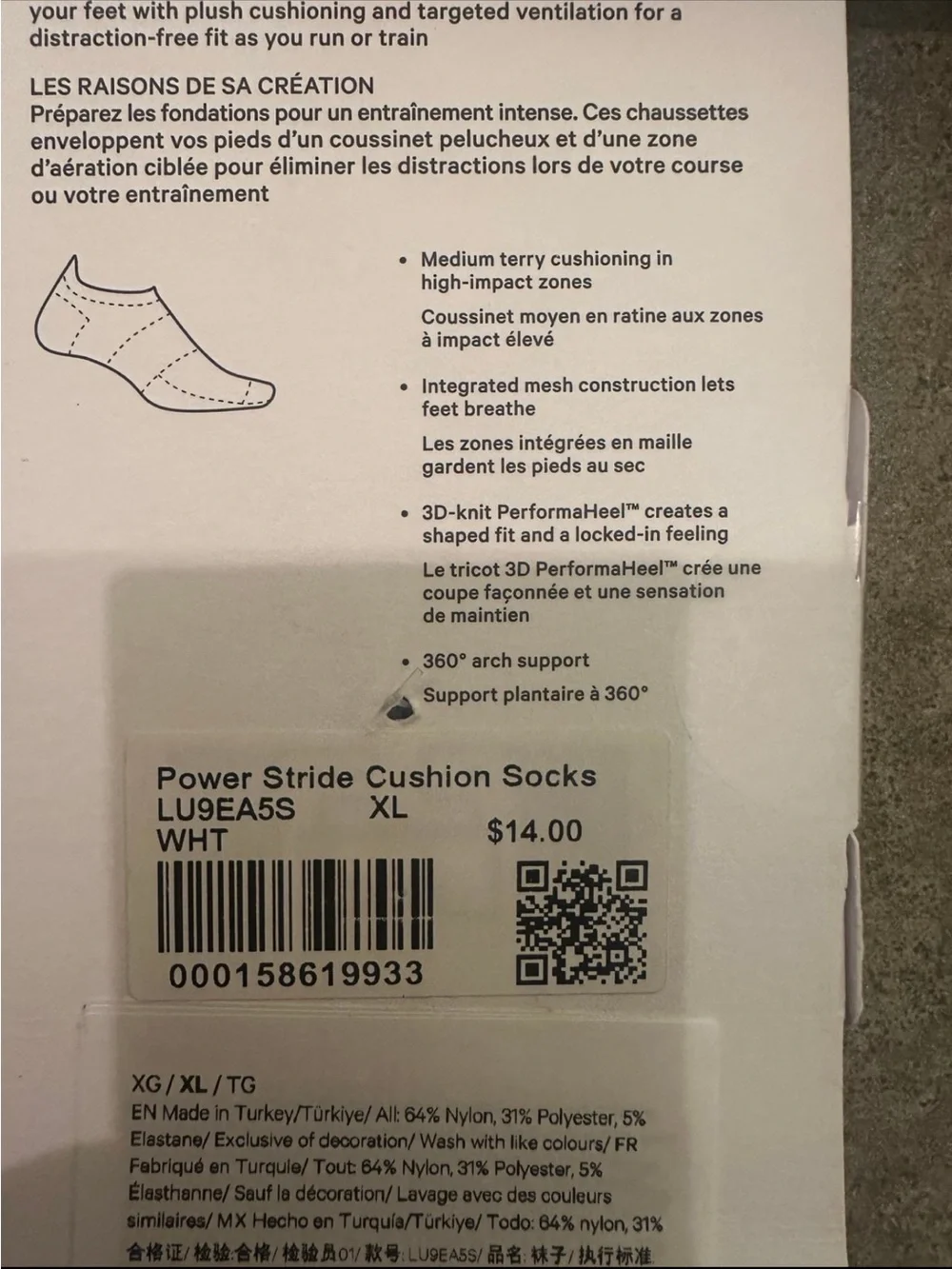 NWT Men’s lululemon athletica Power Stride Cushion Socks — 2 pairs